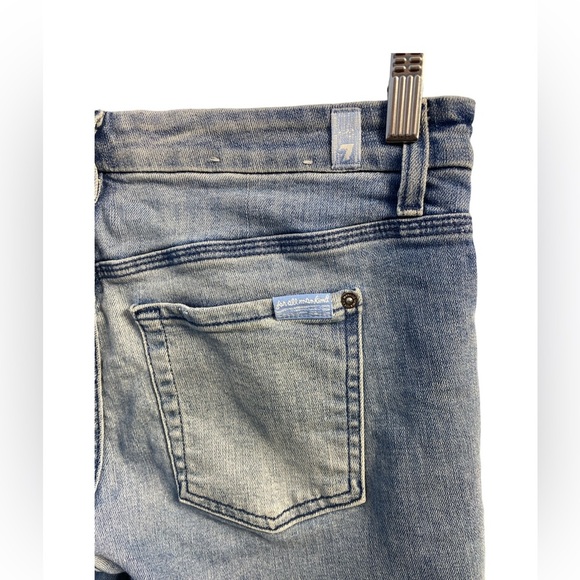7 For All Mankind High Waist Ankle Straight Distressed Hem Jeans Sz 29 - Picture 5 of 12